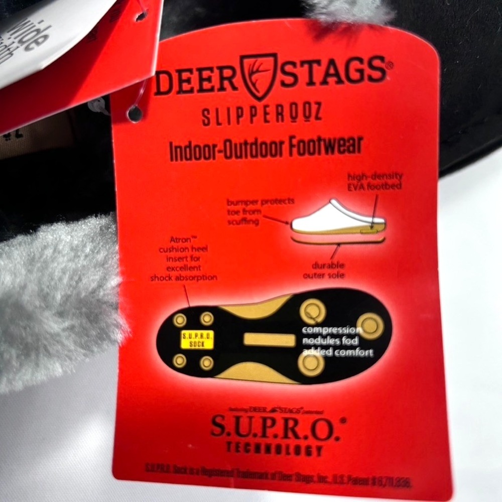Deer Stags Spun Microsuede Slipper S.U.P.R.O Technology Men's Black US 13W - Picture 10 of 10